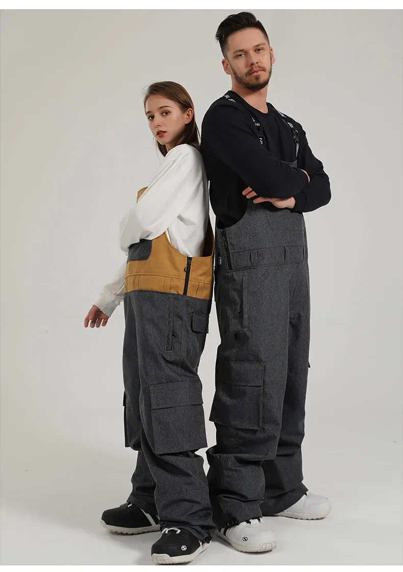 Pantalons de ski coupe-vent, imperméables et résistants à l'usure Hiworld pour femmes et couples, style colorblock, avec bretelles.