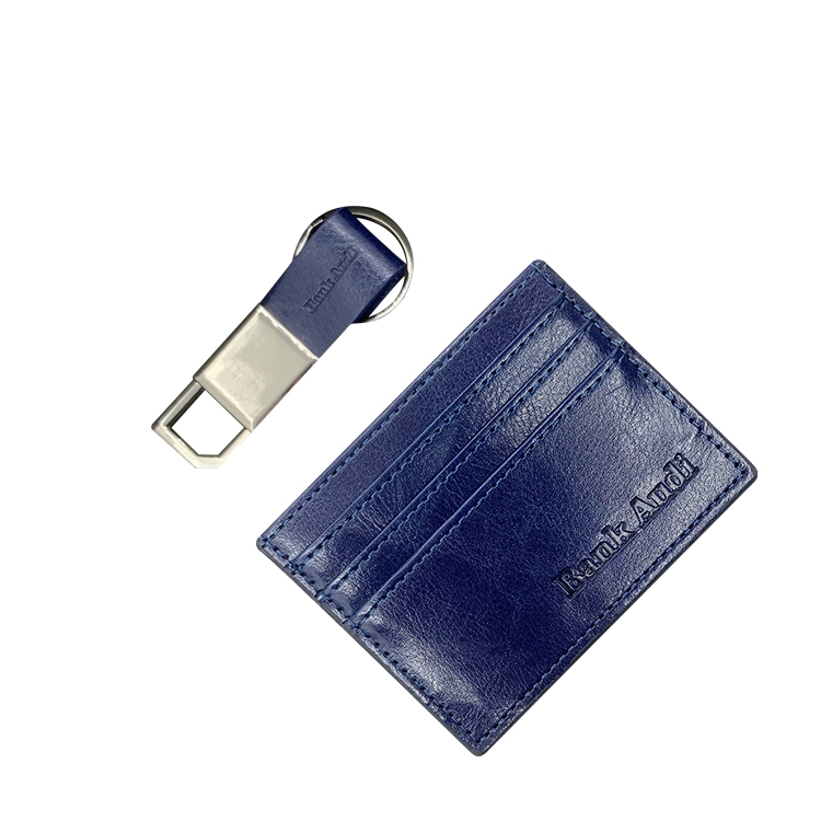 New Design 3 in 1 Card Holder Wallet Keychain PU Diary Agenda Planner Notebook Men Travel Gift Sets Box