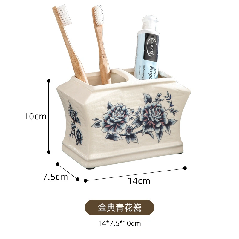 Rustic Classical Flower Design Customized Home Hotel Decoration Ceramic Bathroom Accessories