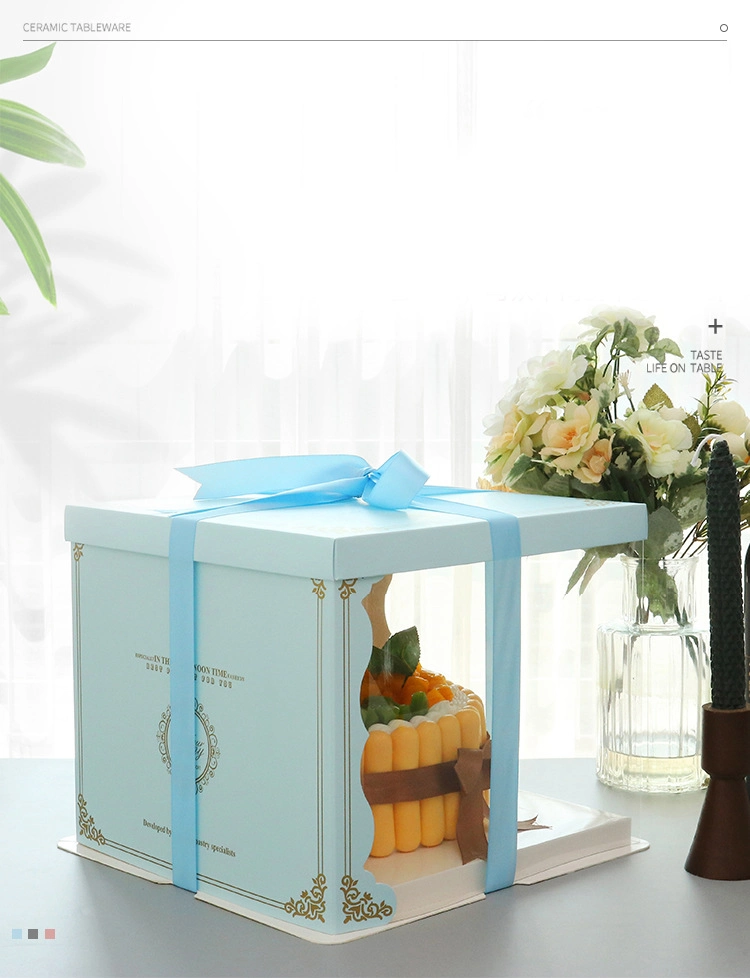 Birthday Cake Container Two Tier Plastic 7 8 9 Inch Food UV Coating Embossing Recycled Materials Glossy Lamination Accept