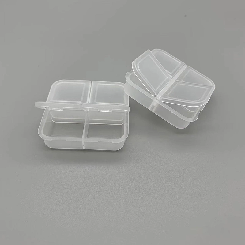 Customized Square Four Compartment Plastic Pill Box Container