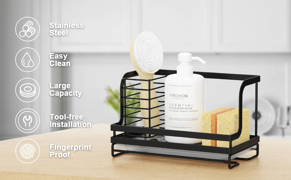 Best Quality Soap Pump Dispenser and Sponge Holder for Kitchen and Bathroom Sink Sponge Organizer Holder