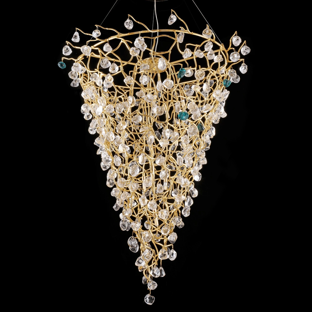 2022 Artist Modern Decorative Chandelier Copper Branch High Class Crystal Lamp Water Pendant Light