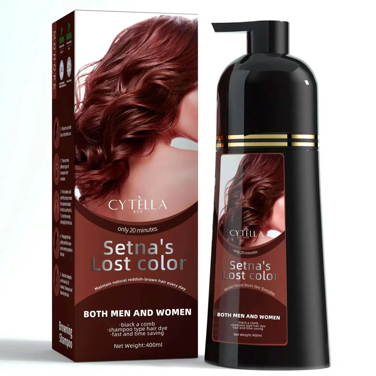 Colors Hair in Minutes Long Lasting Reddish Brown Hair Shampoo