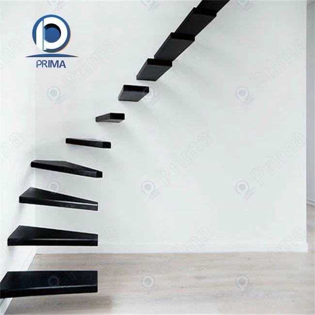 Prima Home Use Interior High quality/High cost performance  Customized Steel Stairs Modern Wooden Railing Floating Staircase