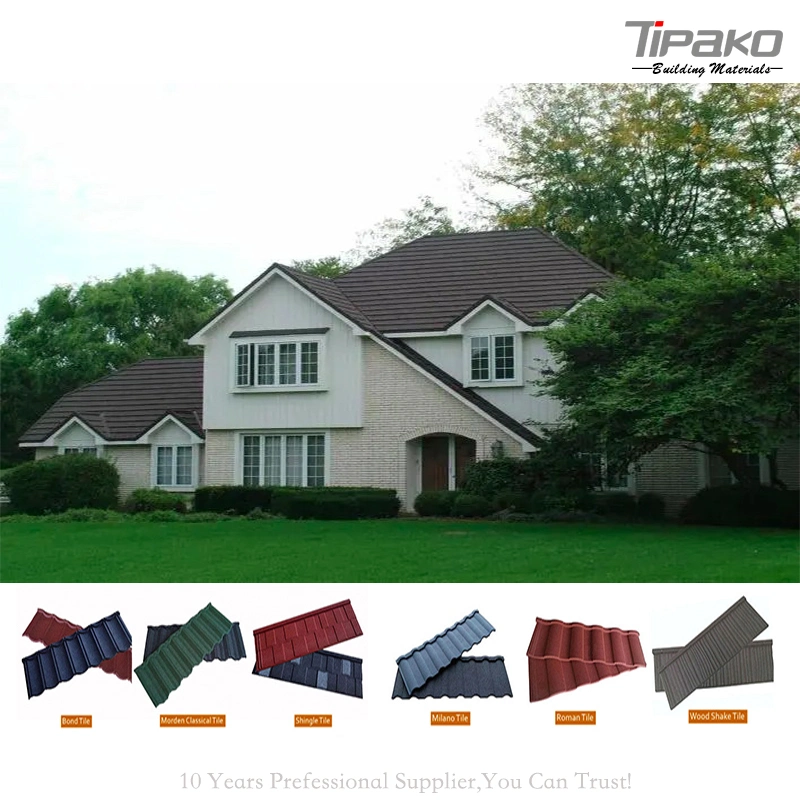 Building Construction Material Milano Type Stone Coated Metal Villa Roof Tile