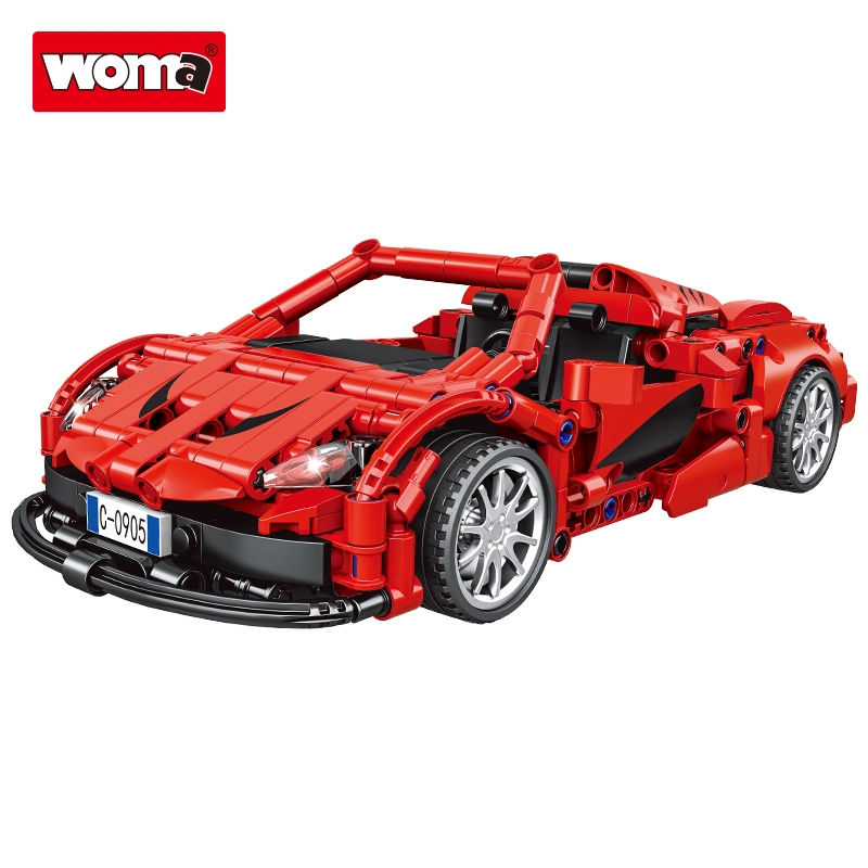 Woma Toys Wholesale Supplier Plastic Cheap Boy Birthday Gift Pull Back Vehicle Speed Champions Racing Car Model Stem Building Blocks Bricks DIY Toy