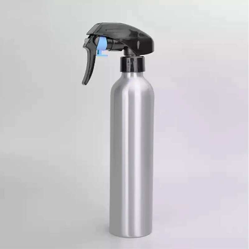 Empty Metal Silver Oil Aluminum Trigger Spray Pump Bottle with Sprayer for Cosmetic Packaging