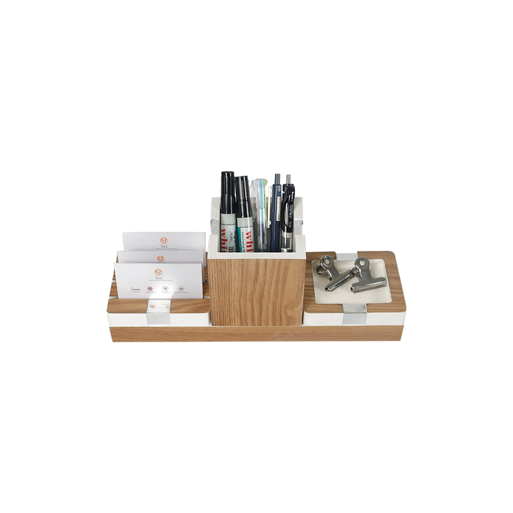 Multi Function Office Desk Organizer Holder Wooden Tissue Box