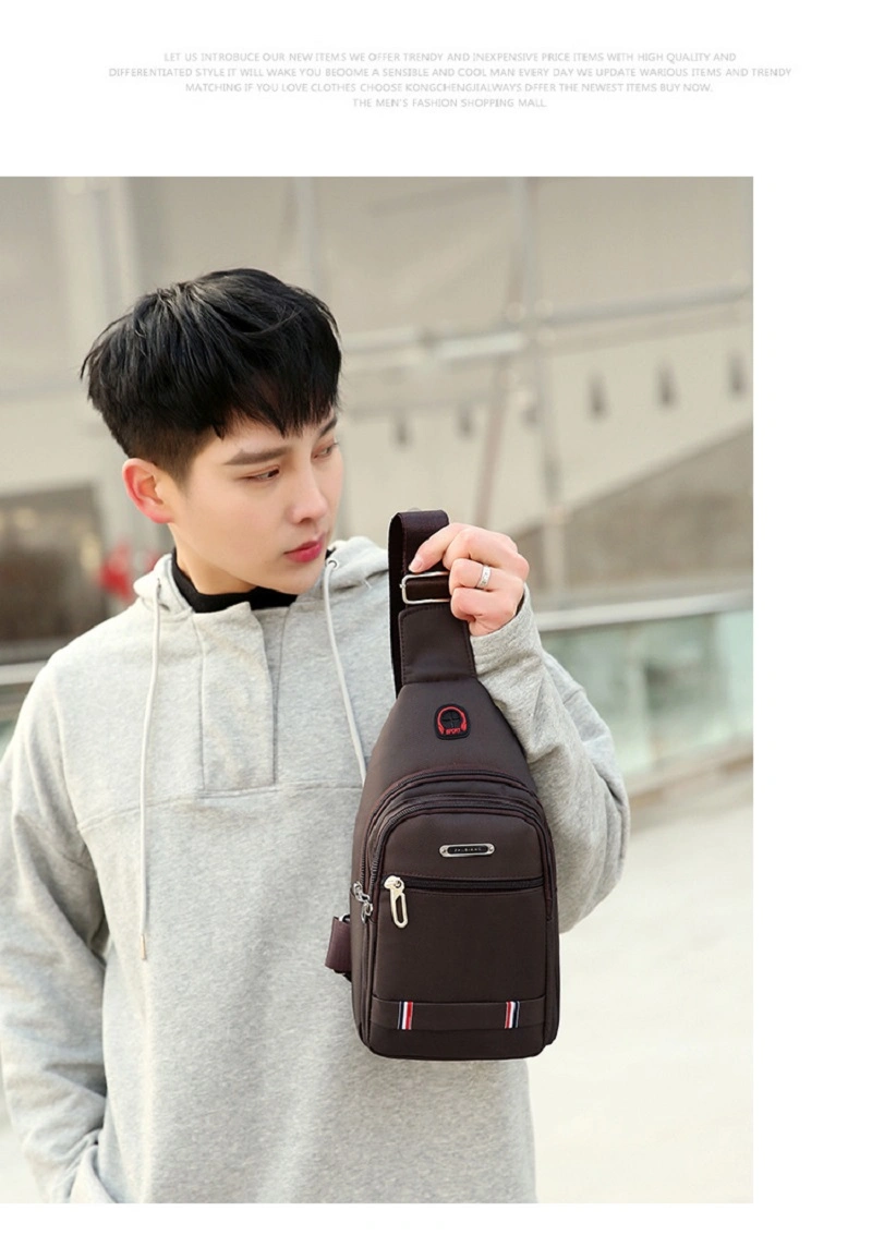 Anti Theft Chest Bag Men Waterproof Sling Bag with Earphone Hole Esg16814