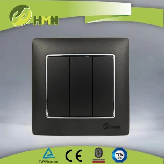 European Standard golden PC panel 3G 1 way electric wall switch