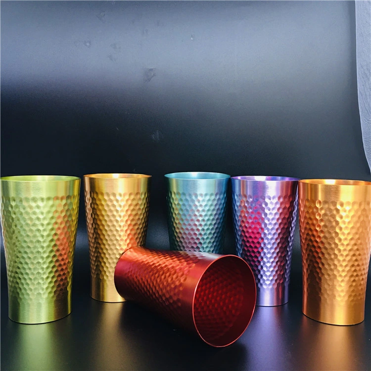 Promotional Japan Colored Party Outdoor Metal Aluminum Can Drinking Mug Cup Tumbler Hammered Metal Cup