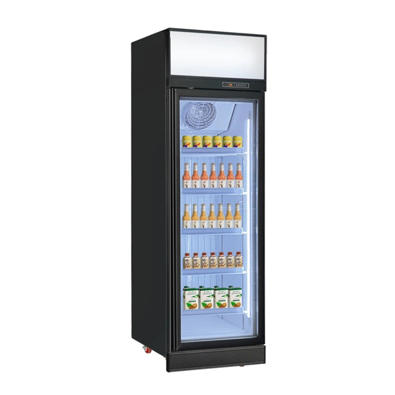 Una sola puerta 500L pantalla de cristal vertical refrigeradores y congeladores para Mercado pequeño