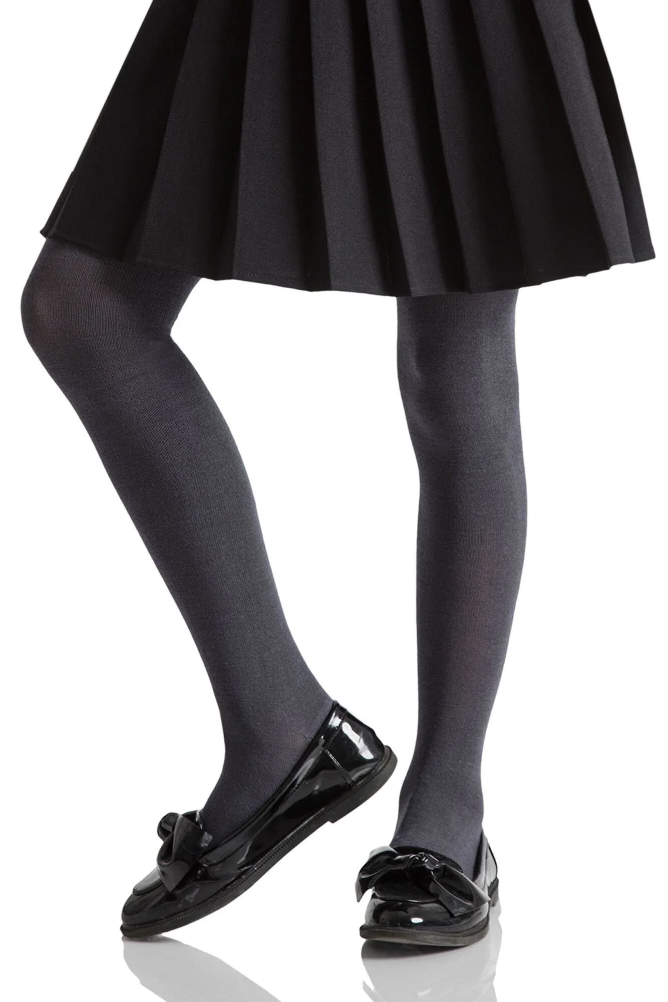 1 Pair Plain Bamboo Tights with Smooth Toe Seams Girls