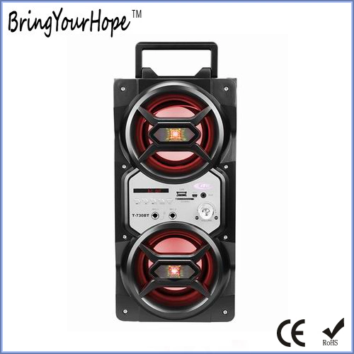 5W+5 W madera portátil con altavoz Bluetooth USB SD FM Karaoke