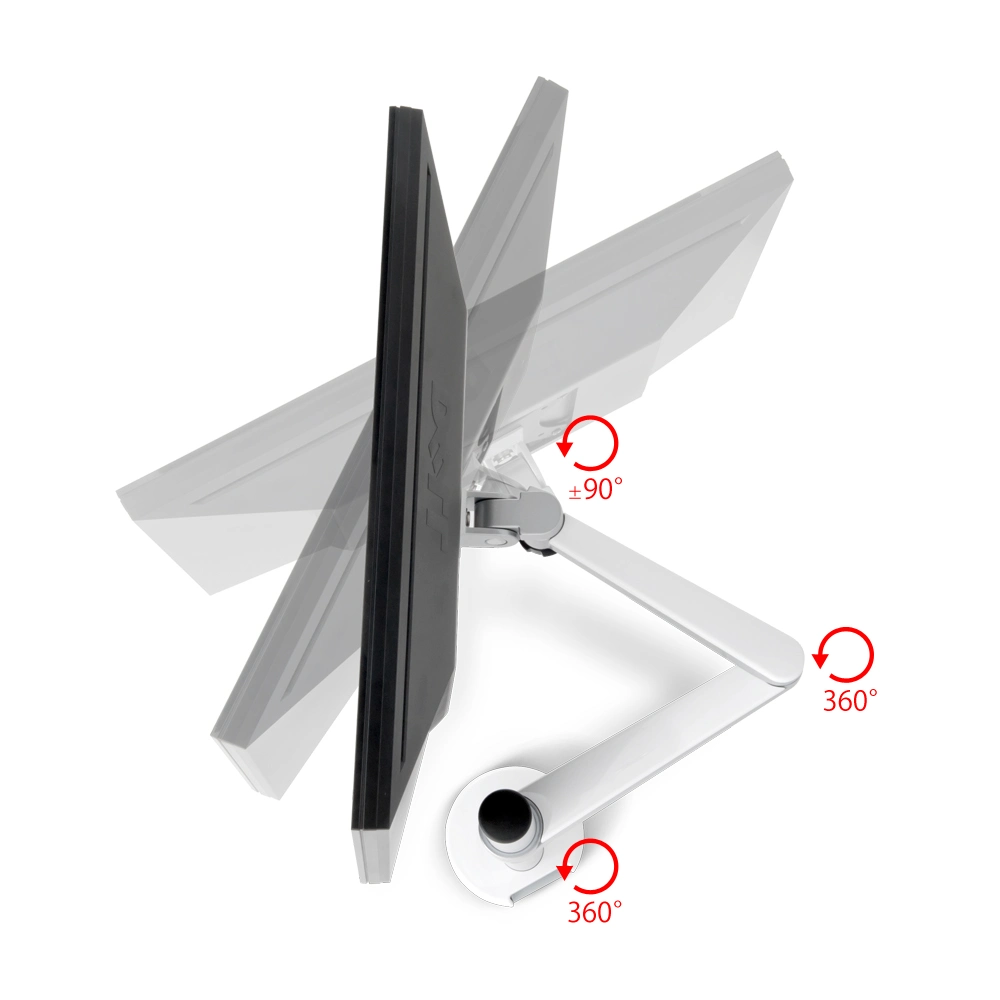 Height-Adjustable White Aluminum Alloy Monitor Stand Dual-Arm Computer Accessories