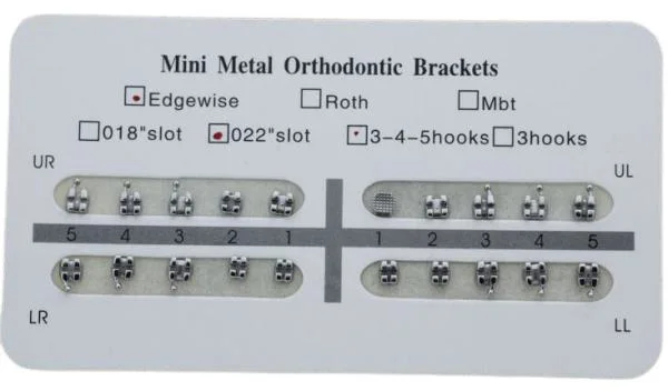 China Braces dentales Brackets metálicos ortodónticos 022