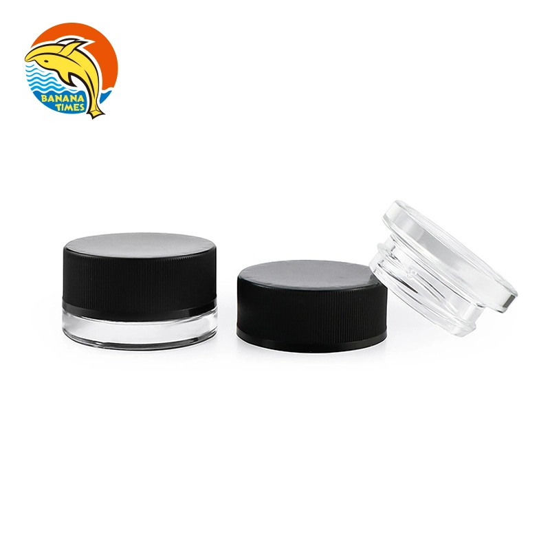 5ml 15ml Clear Glass Jar Cream Lotion Wax Lip Balm Glass Bottle with Shiny Black Plastic Cap