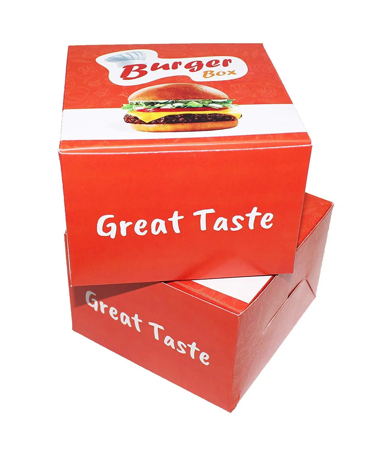 As Embarcações biodegradável descartável personalizada Batatas Burger Embalagem Caixa de embalagem impresso personalizado papel cartão Caixa de hambúrguer Caixa alimentar