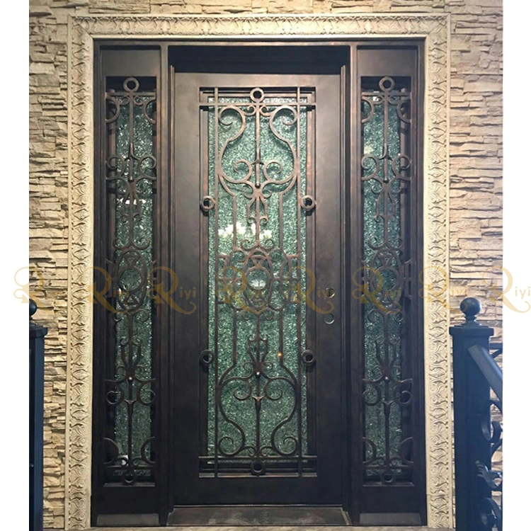 Iron Double Security Doors Entrance Solid Iron Steel Grill Entry Door Design Home Modern Front Wrought Iron Door Exterior