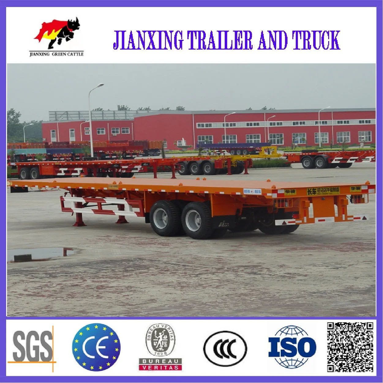 40FT Flatbed Container Semi Trailer Platform Used Flat Bed for Sale