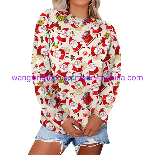 Wholesale/Supplier Autumn and Winter 2022 Christmas 3D Printing Casual Pullover Long-Sleeved Sweater Women's Shirt