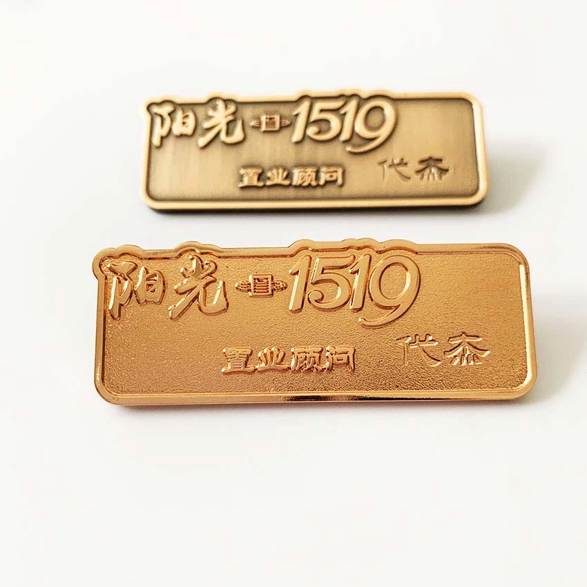 Antique Gold Color Customized Fashionable School Souvenir Badges Name Badges