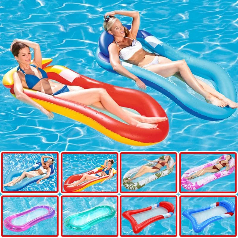 Hot Selling PVC Outdoor Toys Foldable Striped Inflatable Lounge Chair Floating Bed Water Toy