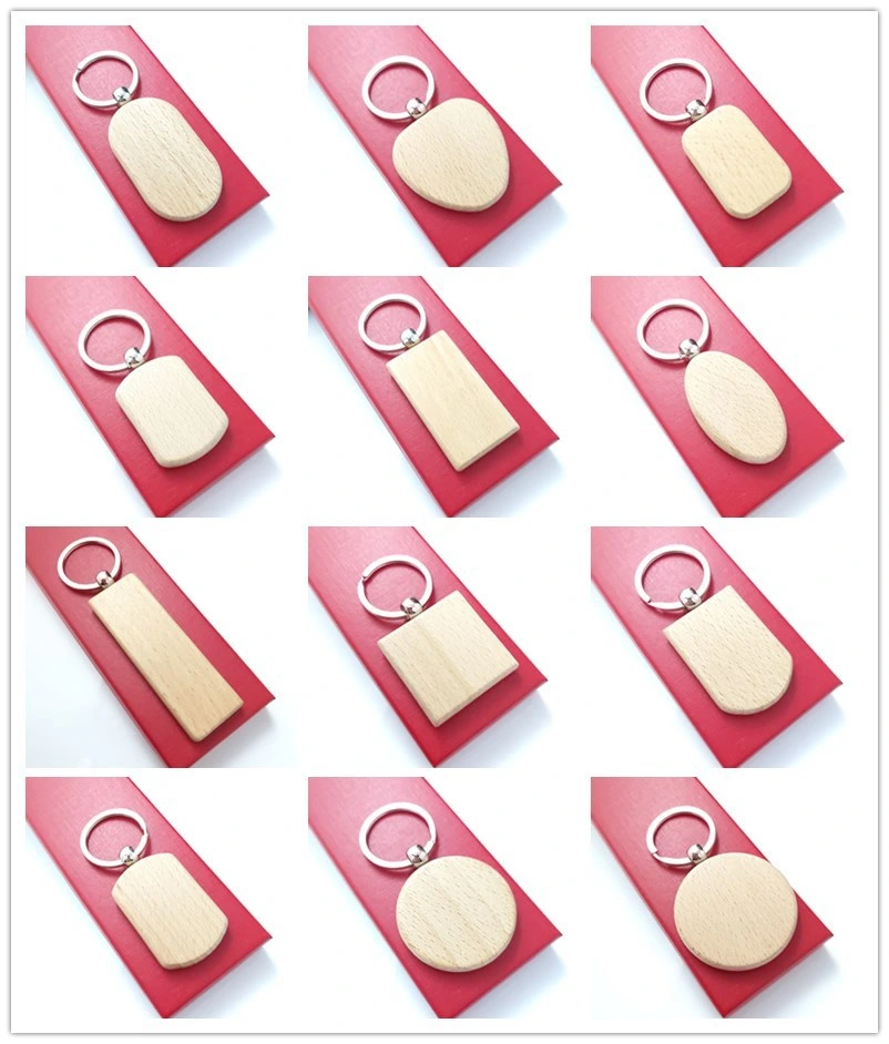 Promotional Wood Keychain Bamboo Laser UV Logo Printing Gift