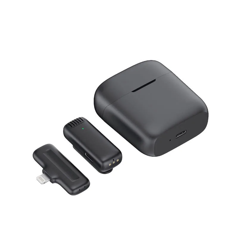 Wireless Microphone Lavalier with Active Noise Canceling and Charging Case for iPhone/iPad