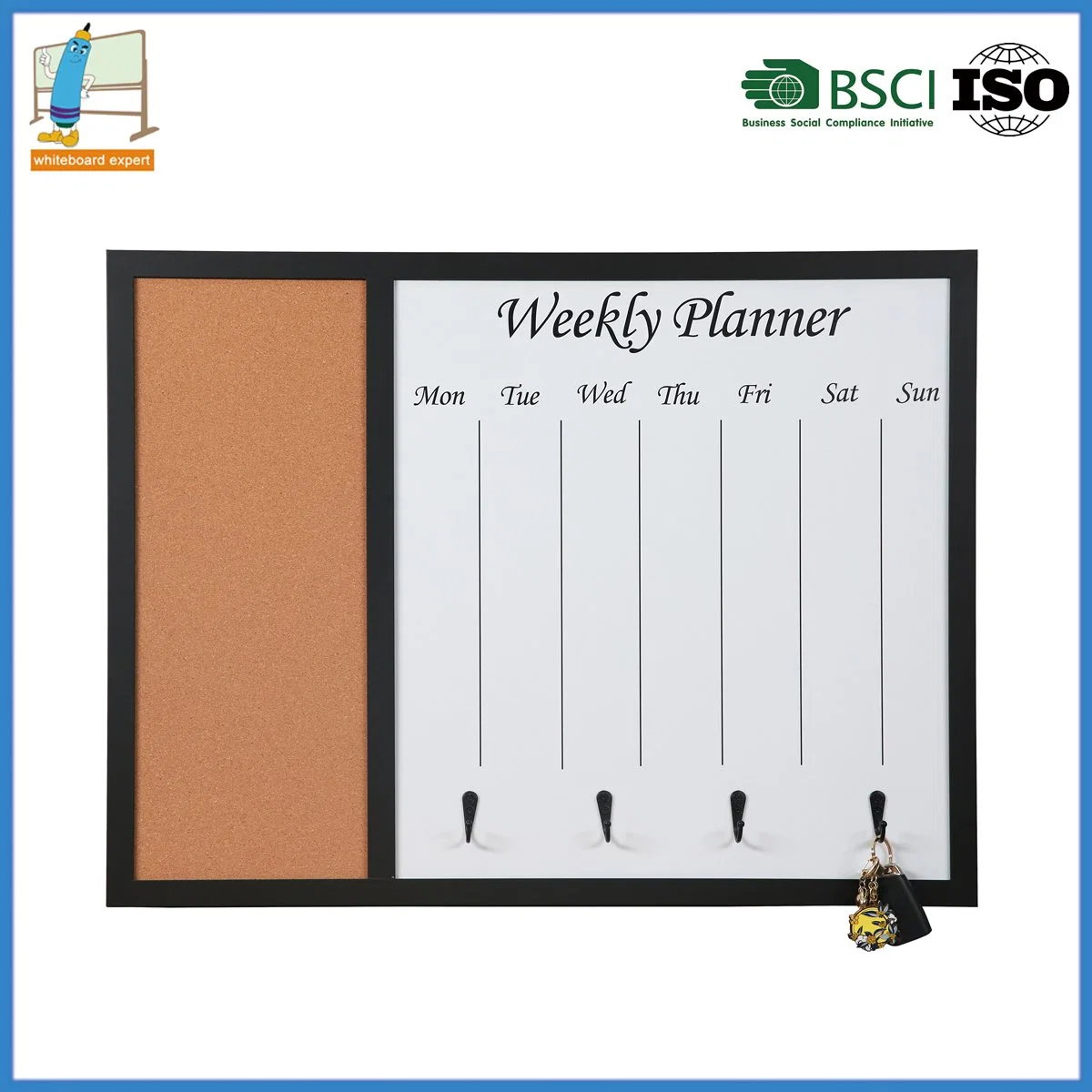 Personal Private Design White Board Magnetic with Cork Bulletin for Using Pins