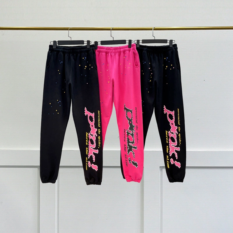 2023 New Arrival Young Thug Star's Sp5 Der 555555 Pink Pattern Casual Fashion High quality/High cost performance  and Soft Sweat Pants for Men Women