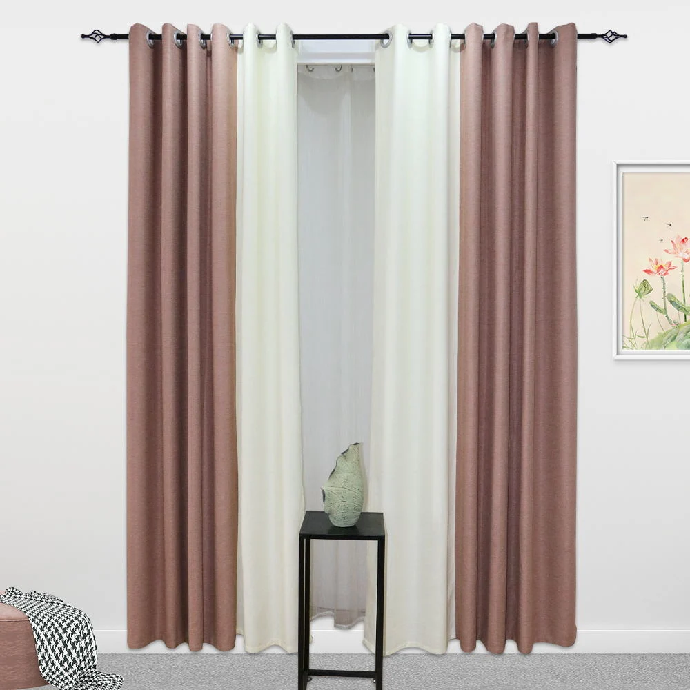 Cheap Price Hospital Cafe Color Hemp Decorative Curtain Easy to Clean Matte Fabric