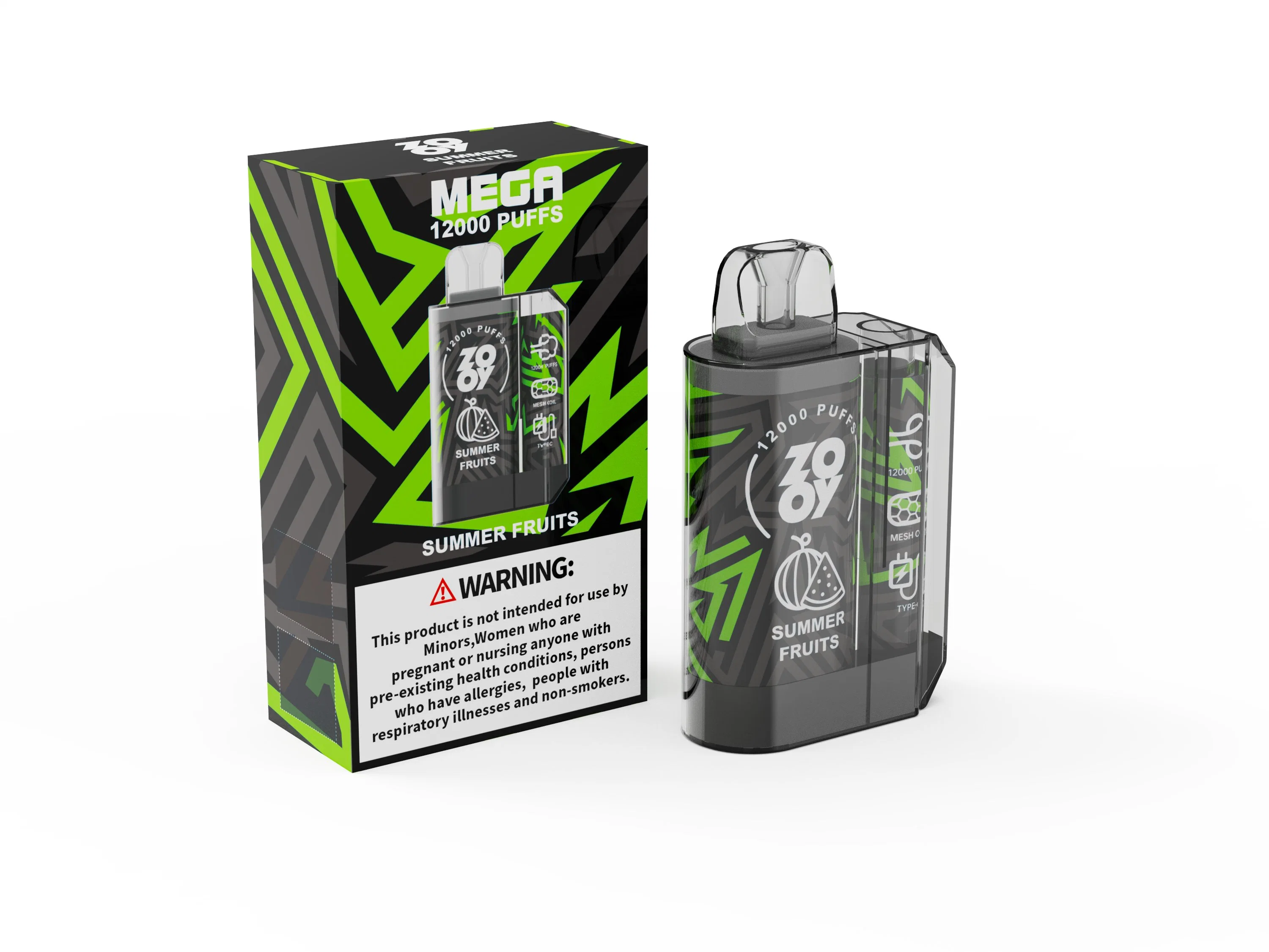 Origina Zooy Mega 12000 650 mAh E Gigarette VAPE CIG Electricidad Embarjables 50mg NIC SAL 21ml Puffs 12K 2023 caliente Venta de la Caja de pañales España