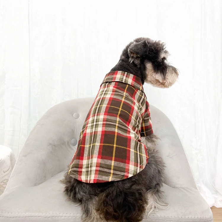 Popular Summer Style Plaid Pattern Customize Pet T-Shirt Clothes