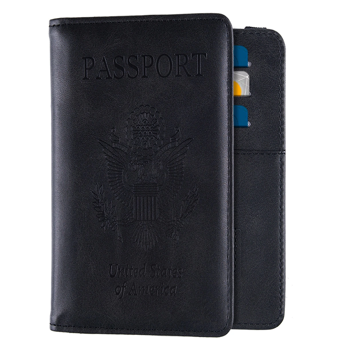 PU Leather Passport Cover Holder Card Case Travel Wallet with Card Case Ticket Slot RFID Blocking Passport Holder