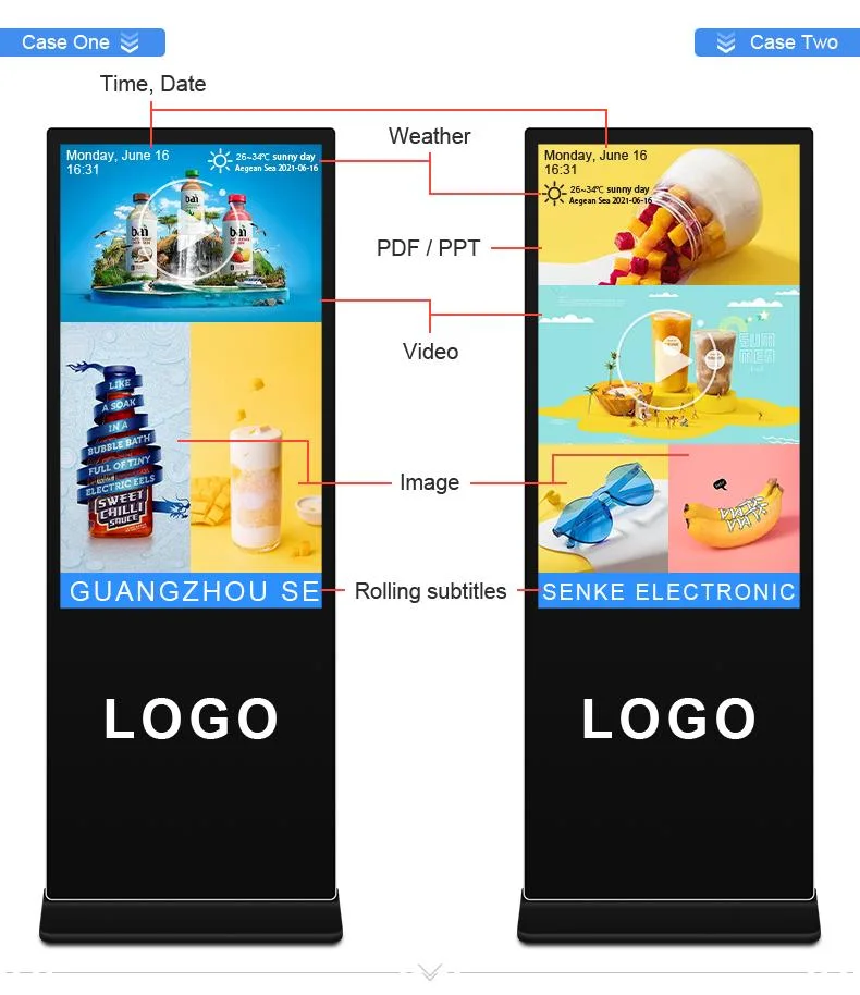 Android oder Fenster Lobby Digital Signage Player Standing 55 Inch WiFi Touchscreen Kiosk Display Werbeausstattung