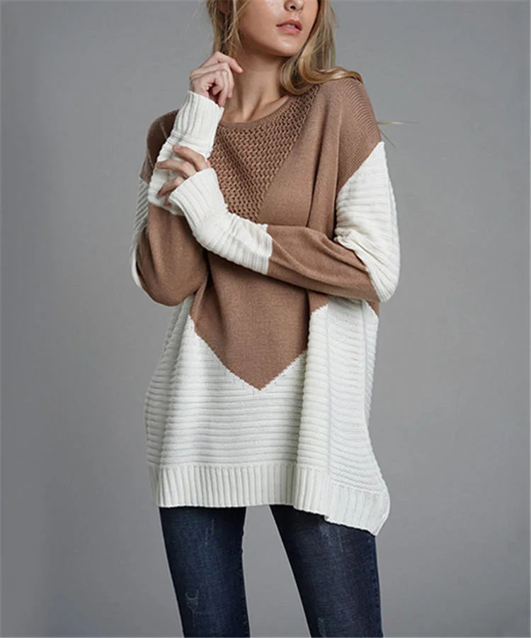 Fashion Round Neck Pullover Knitwear Woman Knit Casual Design Sweater