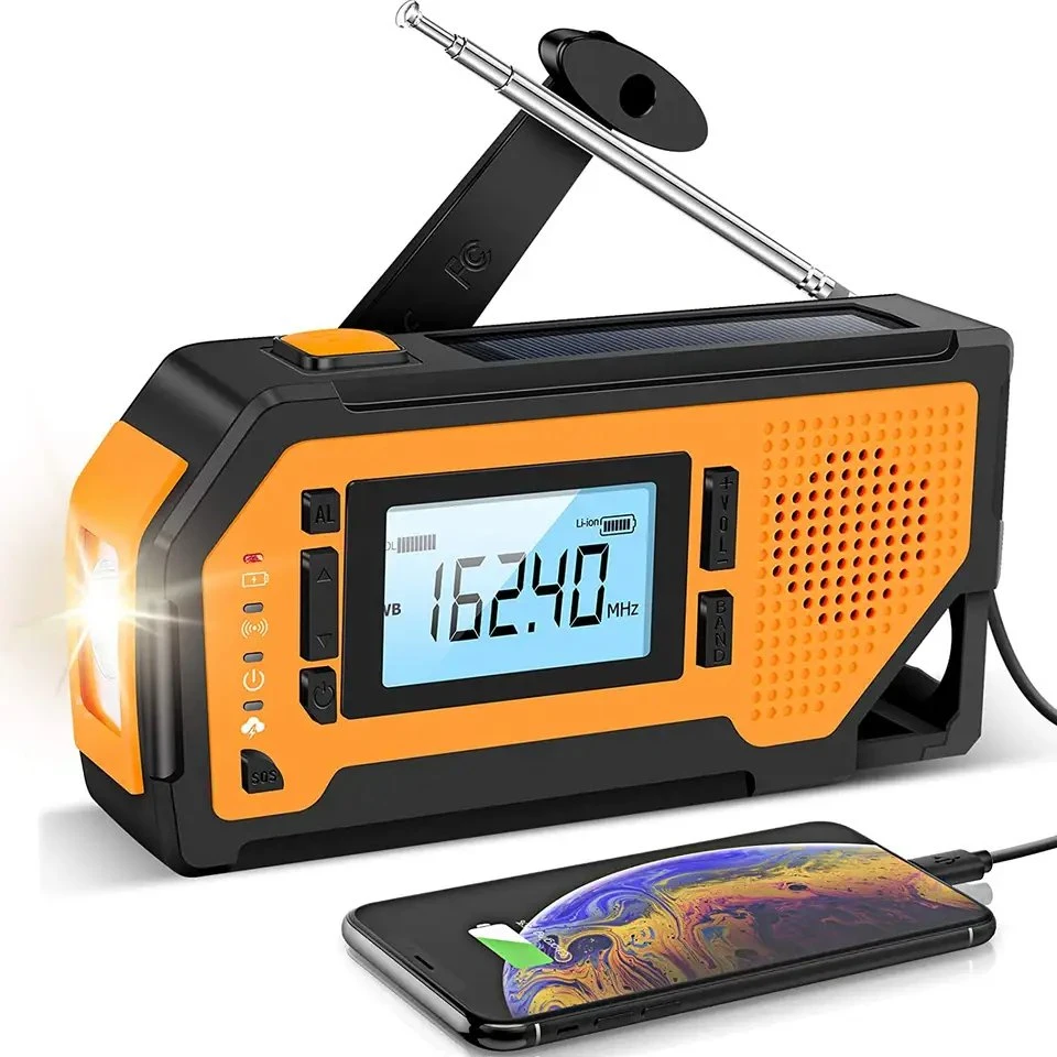 Manivelle solaire d'urgence rechargeable portable 2 000 mAh WB / NOAA Radio