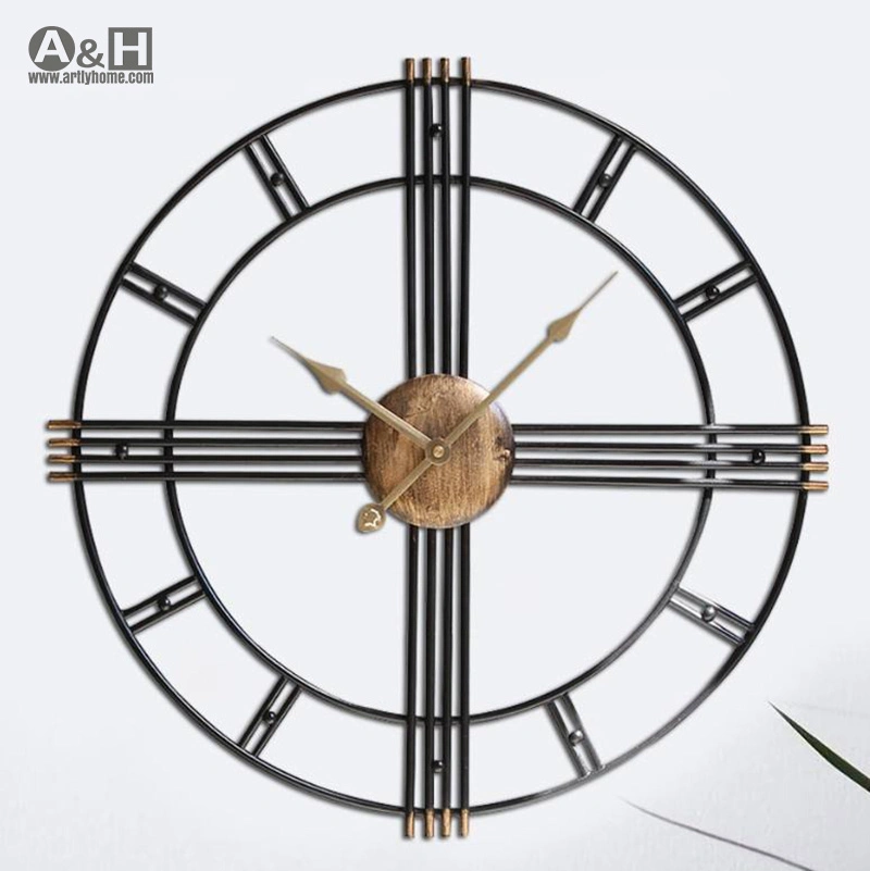 Retro Vintage Iron Decorative Antique Metal Living Room Bedroom Office Wall Clock