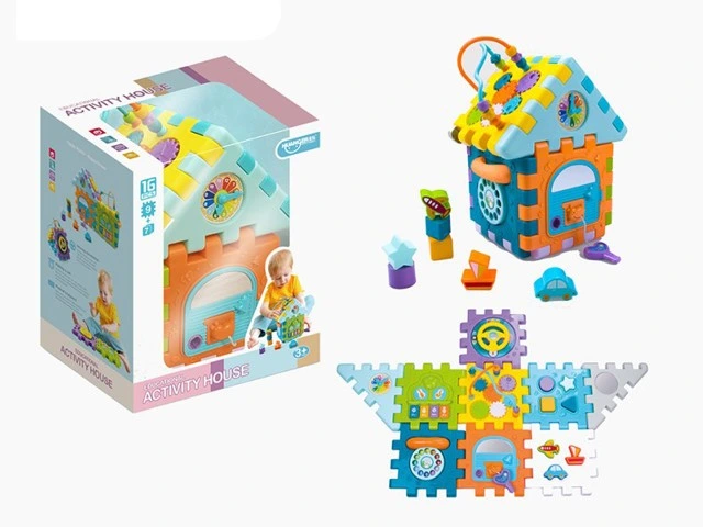 Haus Spielzeug Cartoon Plastikblock Haus pädagogische musikalische Spielwaren für Kinder (H8732261)