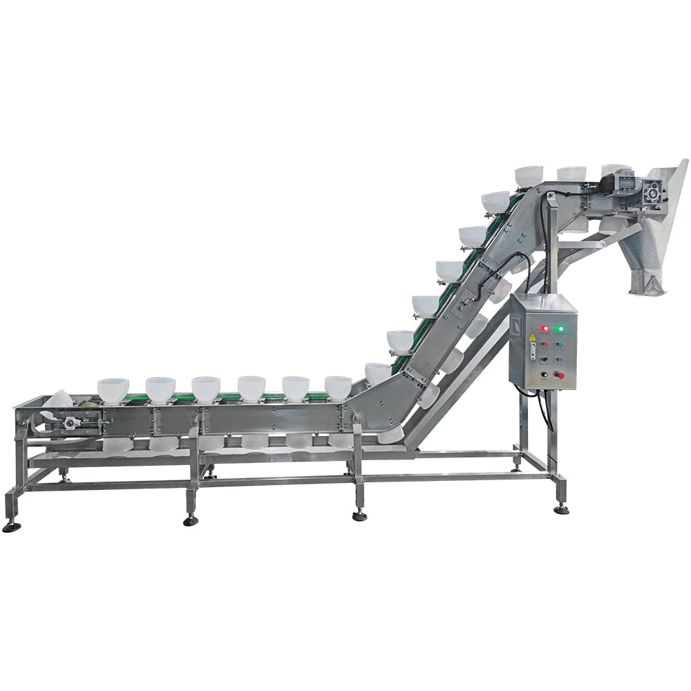 Tt-Bt-08/14/30/40/60 Manual Feeding Conveyor with Bowls Inclined Stainless Steel Frame Elevator Machine