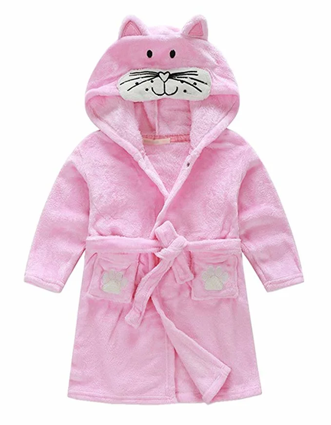 La niña Coral Albornoz Polar Unisex Bata niños Pijamas Ropa de bebé