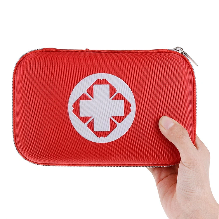 Custom Red Travel Carrying Hard Cover Shell First Aid Kit Case Equipment Tool EVA Medical Case with Mesh Pocket