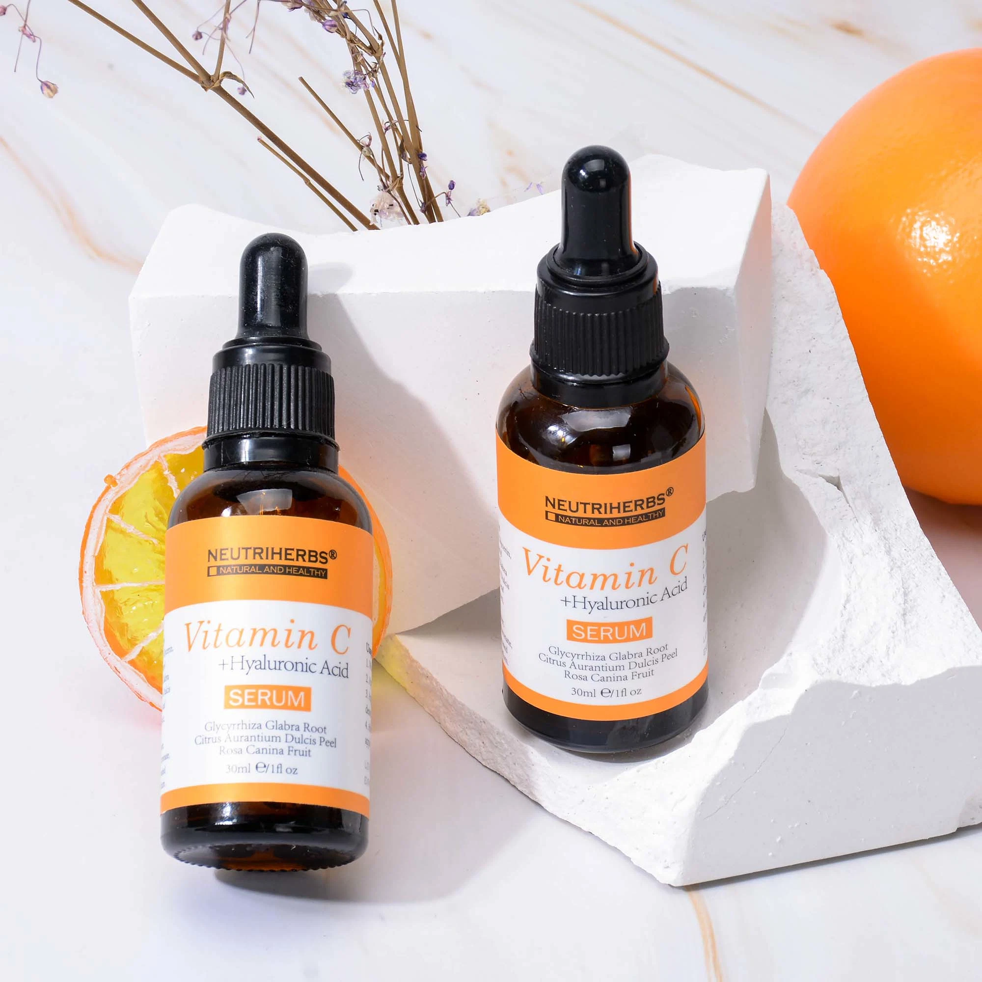 Private Label El Ácido Hialurónico esencia Whitening mejor rostro cuidado de la piel de un 20% de suero de la vitamina C