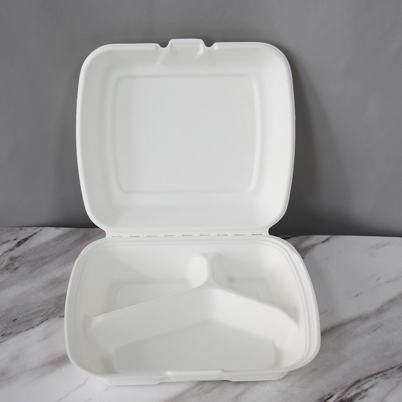 OEM Take Away Microwave Oven Safe 100%Compostable Bio Bagasse Menu Box