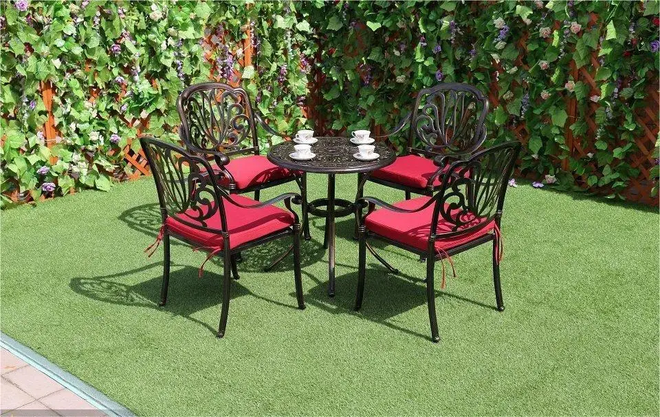 Free Shipping European Style Bronze Cast Aluminum Antique Outdoor Furniture Chairs and Table Bistro Patio Garden Sets