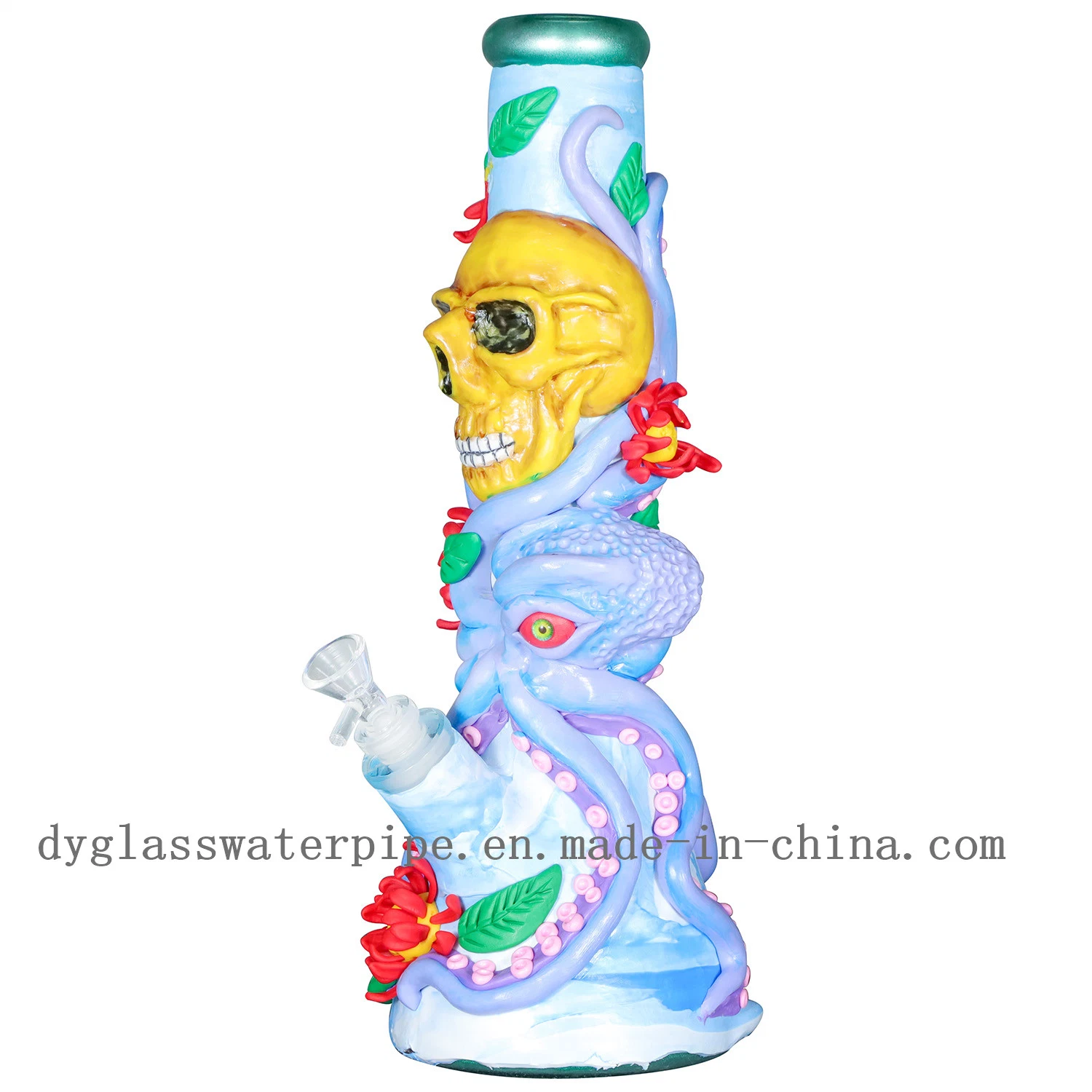 3D Hand-Painted Big Skull Beaker Base Glass Water Pipes