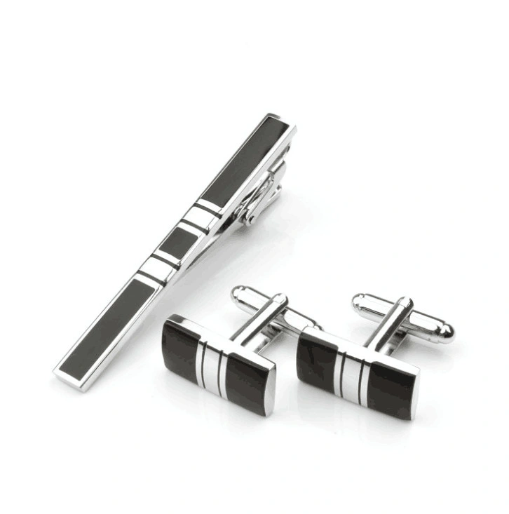 Custom Fashion Bulk Silver para hombres Wedding Inc y Tie Clip Novelty imitación esmalte réplica de lujo hombres Blanks conjunto de valor Swank Cufflink para Regalo promocional