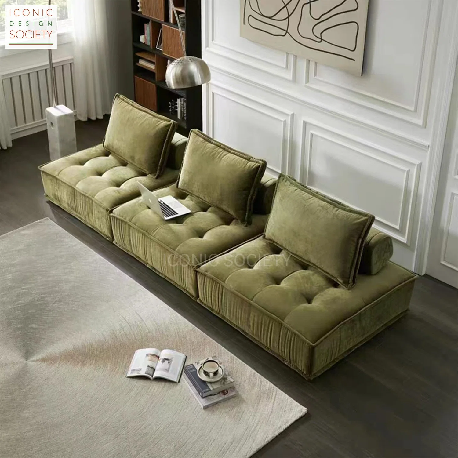 Maison moderne salon mobilier fauteuil inclinable coussin canapé de loisirs tissu Ensemble de canapés verts